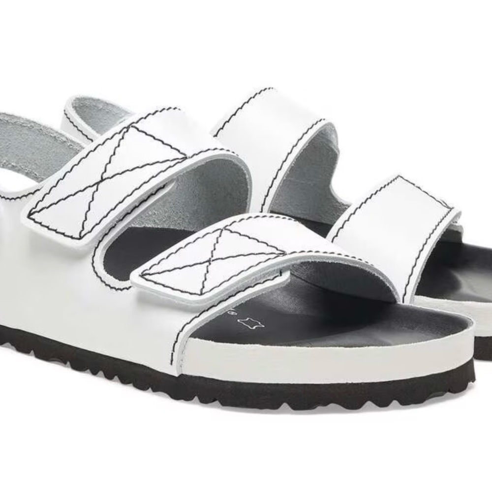 Birkenstock x Proenza Schouler White Dual-Strap Sandals with Black Footbed